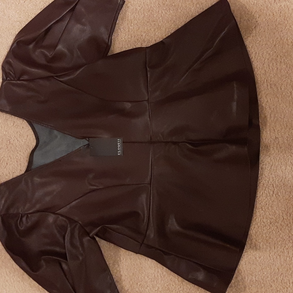 Faux Leather Peplum Top - Picture 3 of 7